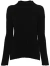 Issey Miyake Ribbed-detailing Funnel-neck Top In Black