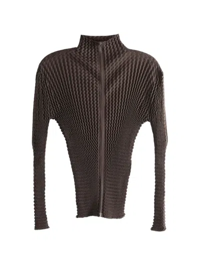 Issey Miyake Spongy-66 Zip Jacket In Brown