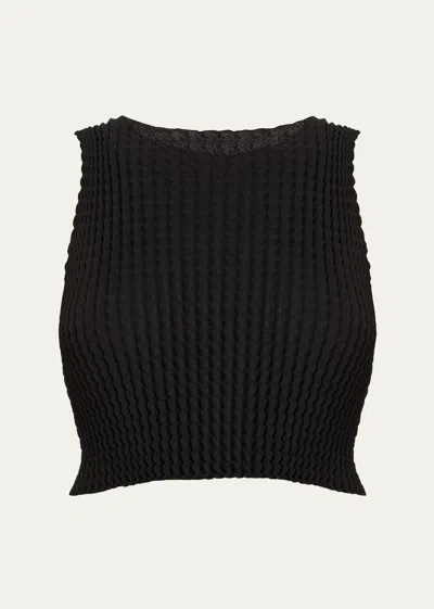 Issey Miyake Spongy Bk 46 Cropped Top In Black