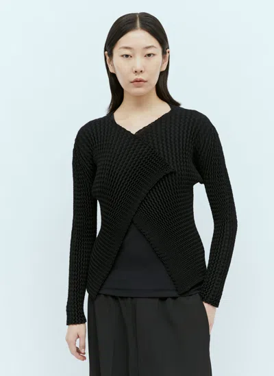 Issey Miyake Spongy Bk/wt-28 Cardigan In Black