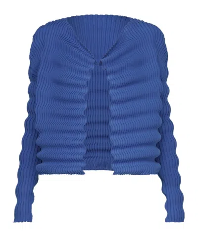 Issey Miyake Spring Pleats  Cardigan In Blue