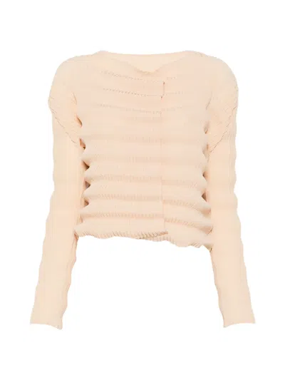 Issey Miyake Spring Pleats Wave-pattern Jacket In Neutrals