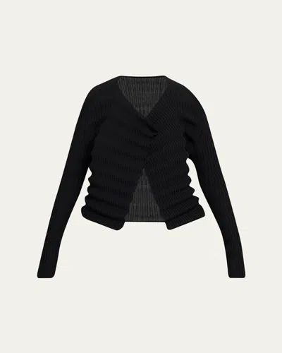 Issey Miyake Spring Plisse Cardigan In Black