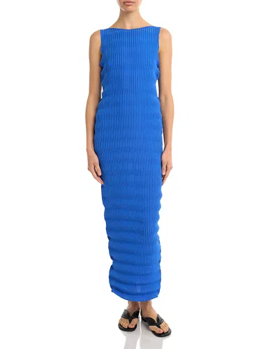 Issey Miyake Spring Wavy Maxi Dress In Blue