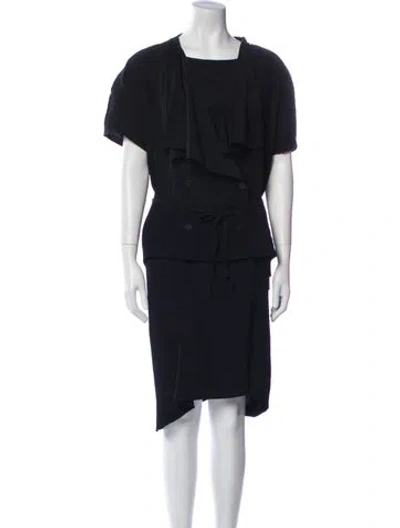 Pre-owned Issey Miyake Square Neckline Knee-length Dress In Black