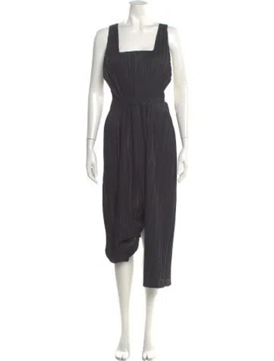 Pre-owned Issey Miyake Square Neckline Midi Length Dress In Gray