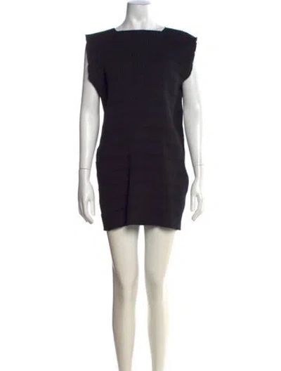 Pre-owned Issey Miyake Square Neckline Mini Dress In Black