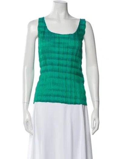 Pre-owned Issey Miyake Square Neckline Sleeveless Top In Blue