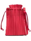 Issey Miyake Square Pelated Bucket Bag In Red