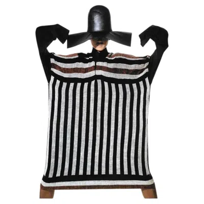 Pre-owned Issey Miyake Ss 1985 Striped Tunic Button Up Shirt, As Seen In Irving Penn Image In Black