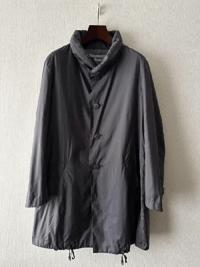 Pre-owned Issey Miyake Ss91 Gray Parachute Coat Windcoat W/ Retractable Rain Hood In Silver