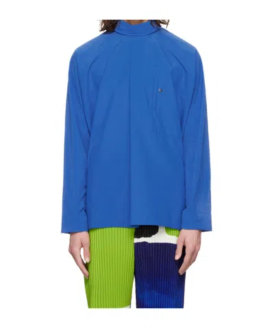 Issey Miyake Stand-collar Long-sleeved Shirt In Blue