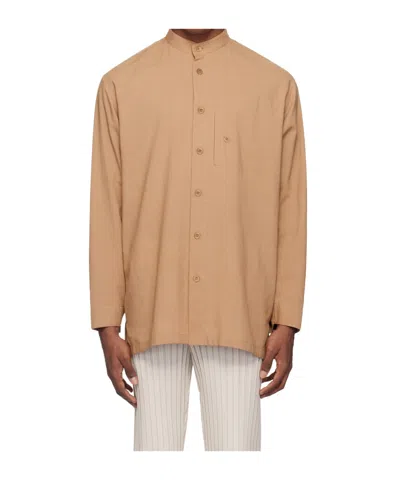 Issey Miyake Stand-collar Long-sleeved Shirt In Nude