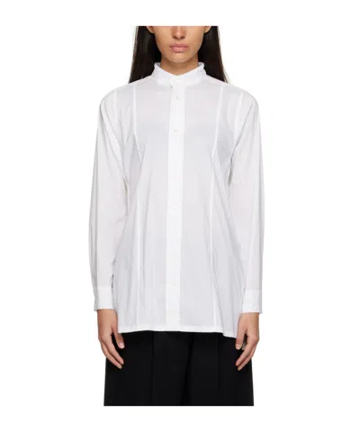 Issey Miyake Stand-collar Long-sleeved Shirt In White