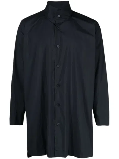 Issey Miyake Stand-up Collar Oversized Shirt In Blau