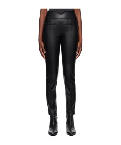 Issey Miyake Black Straight Seams Faux-leather Trousers In 15-black