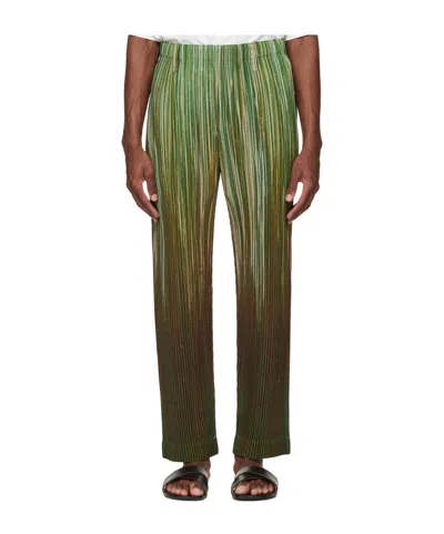 Issey Miyake Straight-leg Pleated Casual Pants In Green