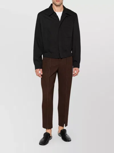 Issey Miyake Straight-leg Pleated Trousers In Brown
