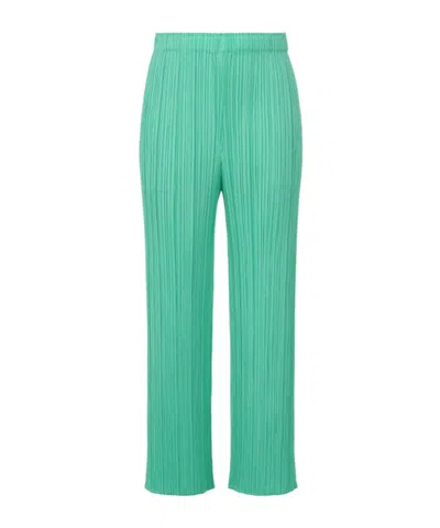 Issey Miyake Straight-leg Turquoise Green Pleated Trousers