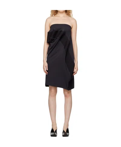 Issey Miyake Strapless Midi Dress In Black