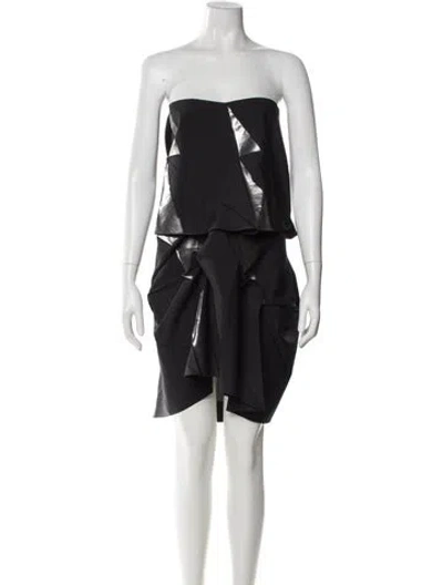 Pre-owned Issey Miyake Strapless Mini Dress In Black