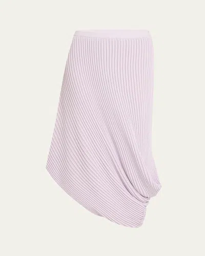 Issey Miyake Stream Curved Knit Midi Skirt In 85 Lt Wisteria Purpl
