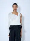 Issey Miyake Womens Stream Pleated-knit Cotton-blend Top Asa White In White