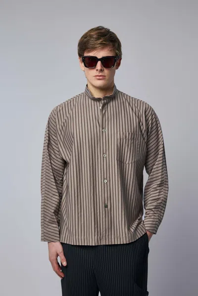 Issey Miyake Stripe Jersey Shirt In Gray