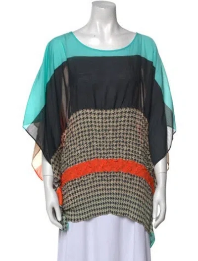 Pre-owned Issey Miyake Striped Bateau Neckline Tunic In Multi