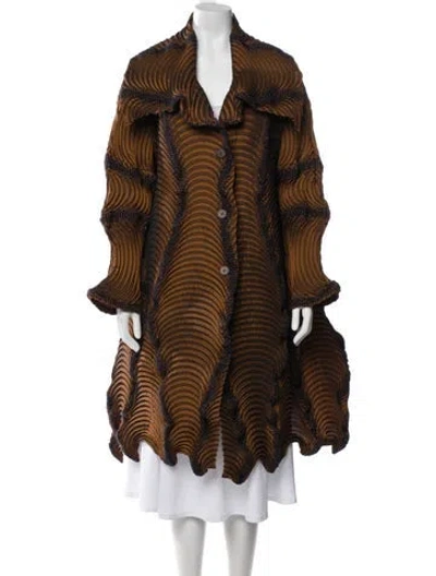 Pre-owned Issey Miyake Striped Coat In Multi