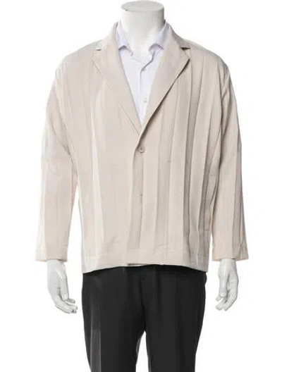 Pre-owned Issey Miyake Striped Coat In Neutral