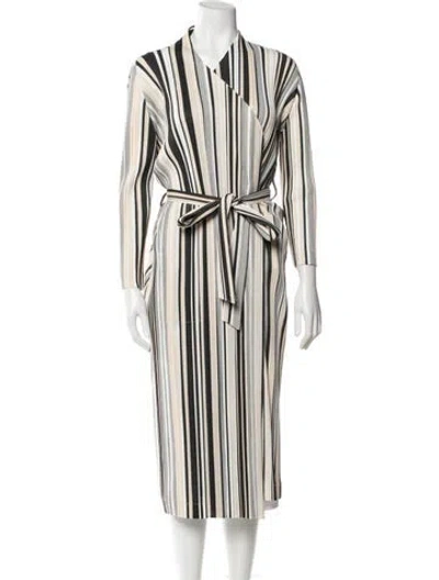 Pre-owned Issey Miyake Striped Coat In Neutral