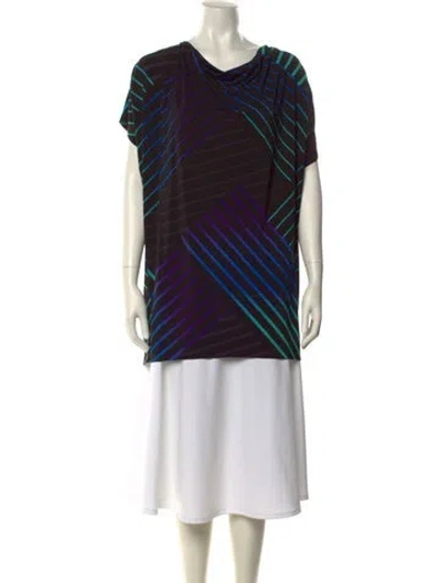 Pre-owned Issey Miyake Striped Cowl Neck Tunic In Black