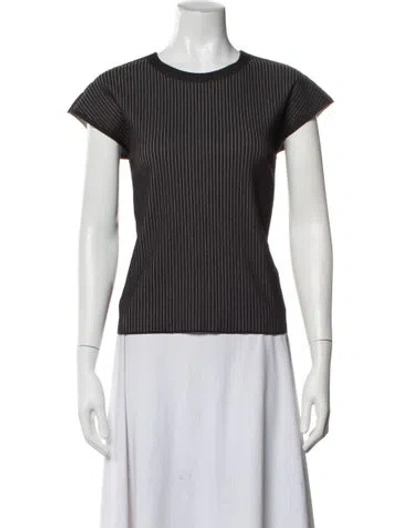 Pre-owned Issey Miyake Striped Crew Neck Top In Brown