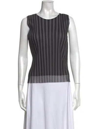 Pre-owned Issey Miyake Striped Crew Neck Top In Green