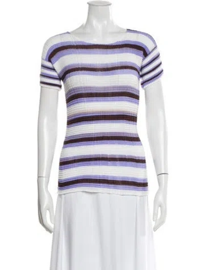 Pre-owned Issey Miyake Striped Crew Neck Top In Multi