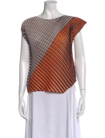 Pre-owned Issey Miyake Striped Crew Neck Top In Multi