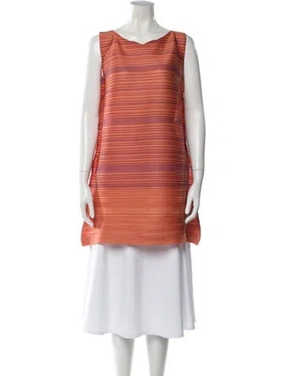 Pre-owned Issey Miyake Striped Crew Neck Top In Pink