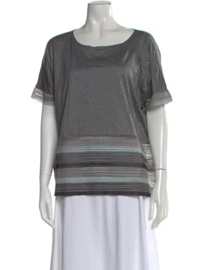 Pre-owned Issey Miyake Striped Crew Neck T-shirt In Gray