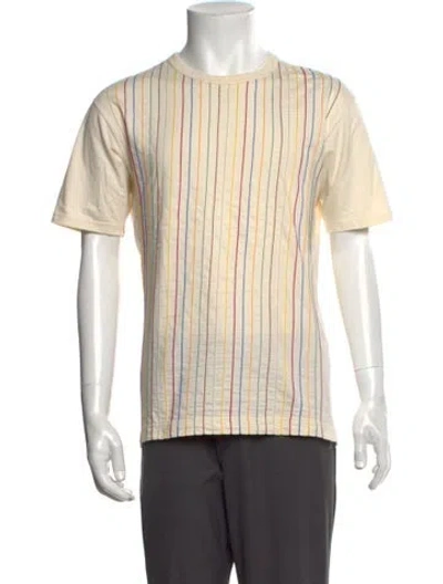 Pre-owned Issey Miyake Striped Crew Neck T-shirt In Neutral