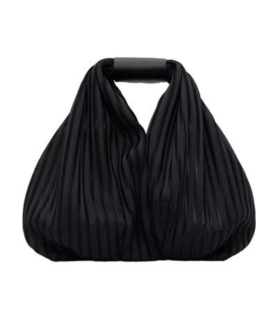 Issey Miyake Striped Handbag In Black
