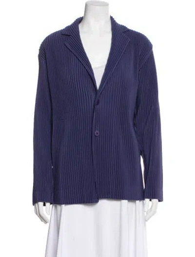 Pre-owned Issey Miyake Striped Jacket In Blue