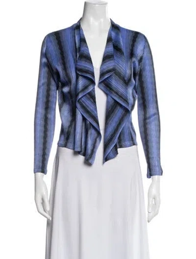 Pre-owned Issey Miyake Striped Jacket In Blue