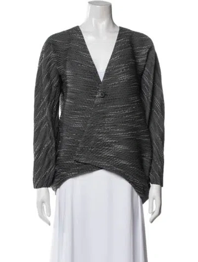 Pre-owned Issey Miyake Striped Jacket In Gray