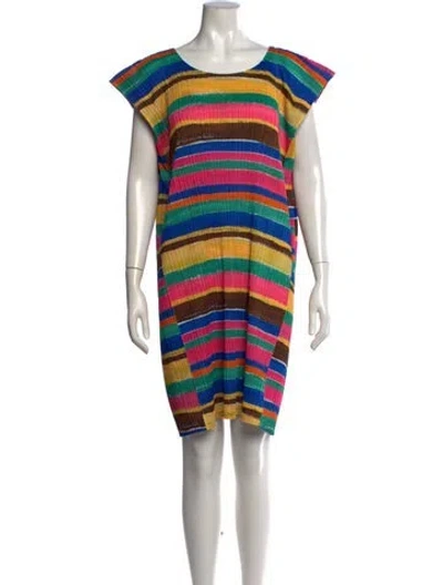 Pre-owned Issey Miyake Striped Knee-length Dress In Yellow