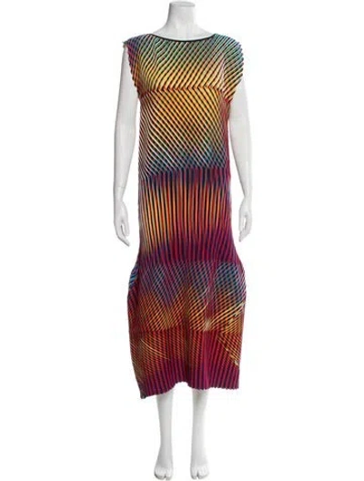 Pre-owned Issey Miyake Striped Long Dress In Multi