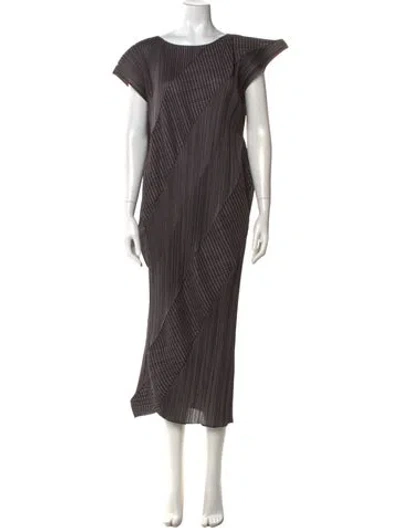 Pre-owned Issey Miyake Striped Long Dress W/ Tags In Gray
