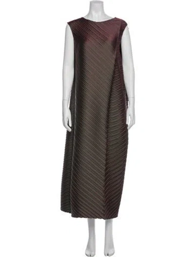 Pre-owned Issey Miyake Striped Long Dress W/ Tags In Green