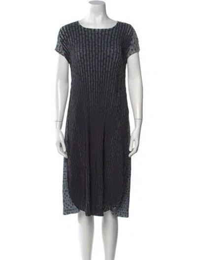 Pre-owned Issey Miyake Striped Midi Length Dress In Black