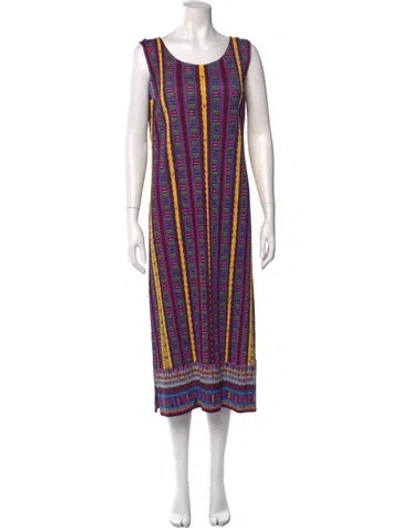 Pre-owned Issey Miyake Striped Midi Length Dress In Multi